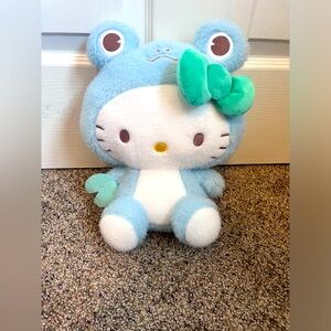 Brand New Sanrio Hello Kitty Frog RARE Blue Kigurumi Plush Fluffy Large Toy NEW